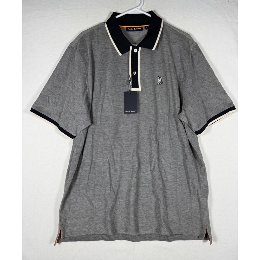 NWT Psycho Bunny Woodway Oxford Polo Men's 8 XXL Natural Linen Short Sleeve $128